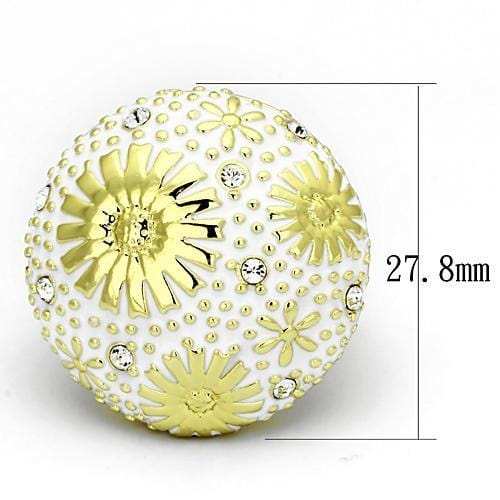 TK875 - IP Gold(Ion Plating) Stainless Steel Ring with Top Grade Crystal in Clear - Alamode - Flyclothing LLC