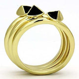 TK876 - IP Gold(Ion Plating) Stainless Steel Ring with Epoxy in Jet - Alamode - Flyclothing LLC