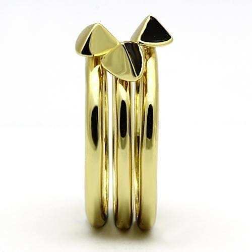 TK876 - IP Gold(Ion Plating) Stainless Steel Ring with Epoxy in Jet - Alamode - Flyclothing LLC