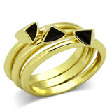 TK876 - IP Gold(Ion Plating) Stainless Steel Ring with Epoxy in Jet - Alamode - Flyclothing LLC