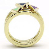 TK877 - IP Gold(Ion Plating) Stainless Steel Ring with Epoxy in Multi Color - Alamode - Flyclothing LLC