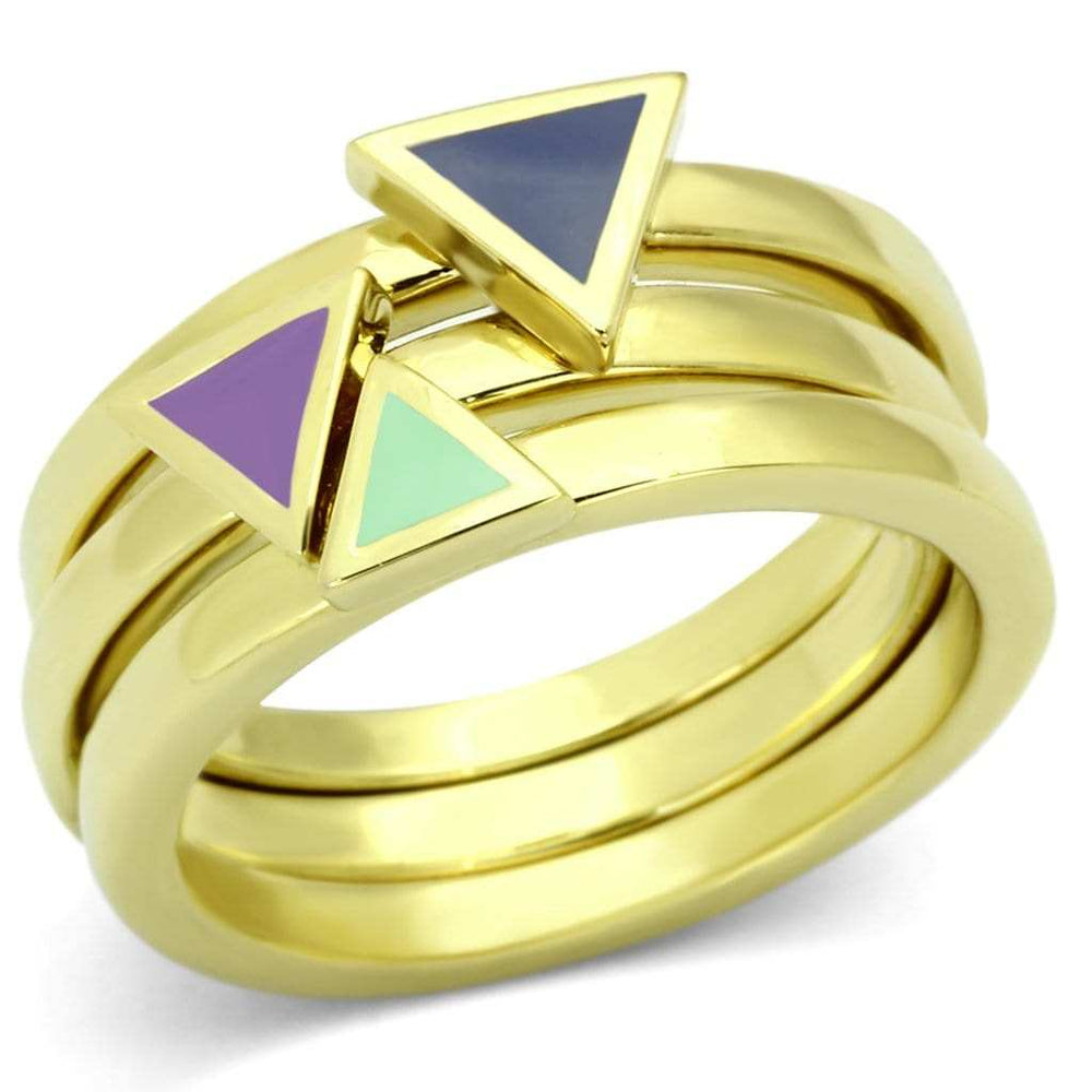 TK877 - IP Gold(Ion Plating) Stainless Steel Ring with Epoxy in Multi Color - Alamode - Flyclothing LLC