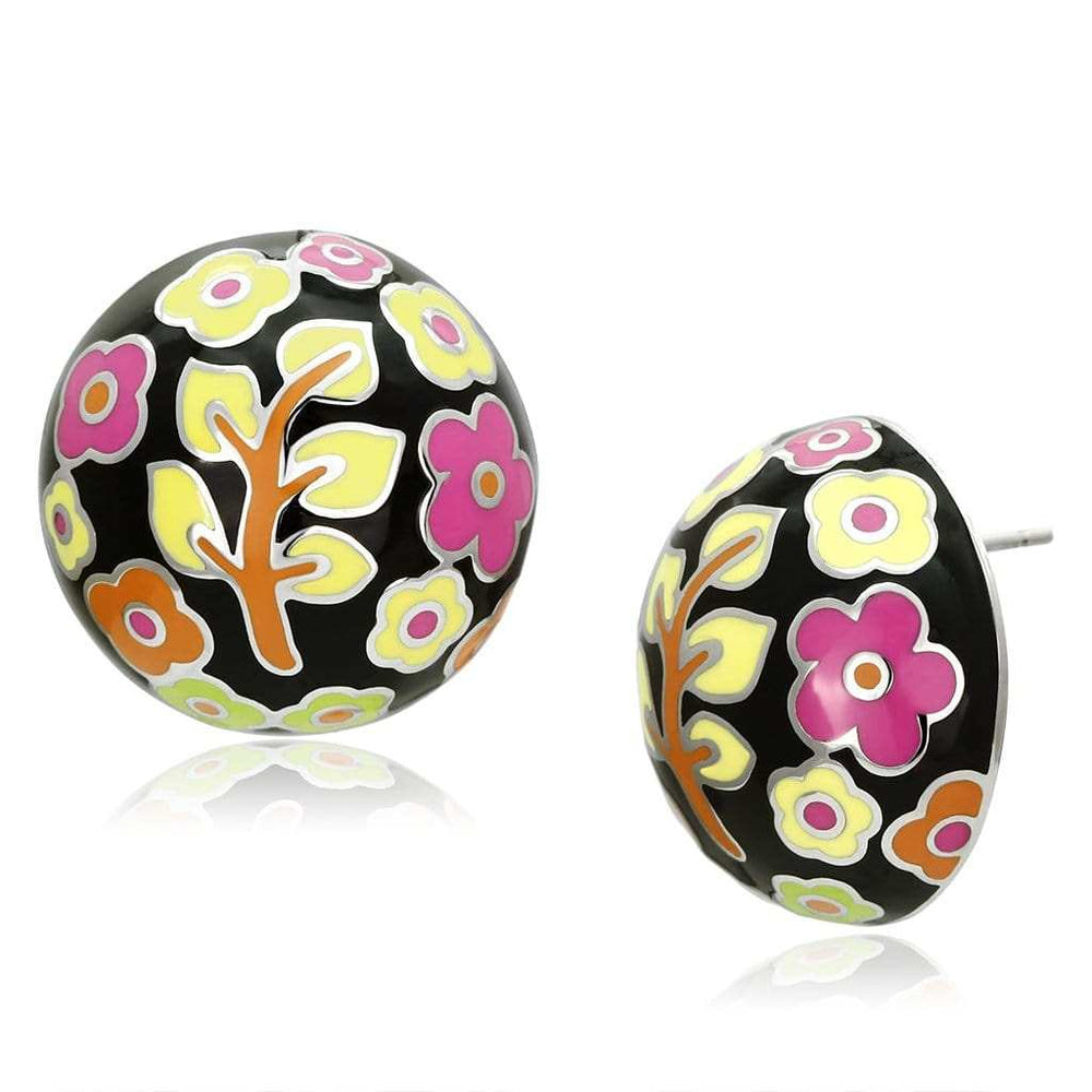 TK894 - High polished (no plating) Stainless Steel Earrings with Epoxy in Multi Color - Alamode - Flyclothing LLC