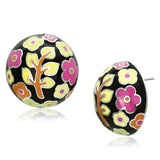 TK894 - High polished (no plating) Stainless Steel Earrings with Epoxy in Multi Color - Alamode - Flyclothing LLC