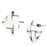 TK896 - High polished (no plating) Stainless Steel Earrings with Epoxy in White - Alamode - Flyclothing LLC