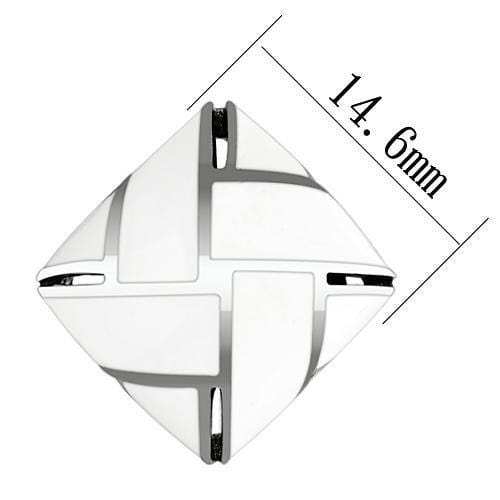 TK896 - High polished (no plating) Stainless Steel Earrings with Epoxy in White - Alamode - Flyclothing LLC