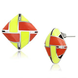 TK897 - High polished (no plating) Stainless Steel Earrings with Epoxy in Multi Color - Alamode - Flyclothing LLC