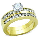 TK8X003 - Two-Tone IP Gold (Ion Plating) Stainless Steel Ring with AAA Grade CZ in Clear - Alamode - Flyclothing LLC