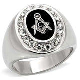 TK8X023 - High polished (no plating) Stainless Steel Ring with Top Grade Crystal in Clear - Alamode - Flyclothing LLC