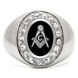 TK8X023 - High polished (no plating) Stainless Steel Ring with Top Grade Crystal in Clear - Alamode - Flyclothing LLC