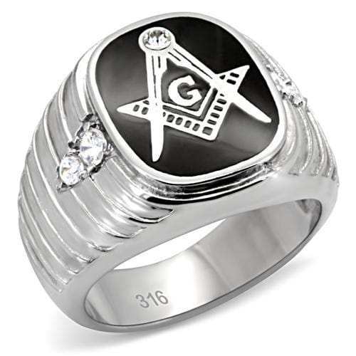 TK8X024 - High polished (no plating) Stainless Steel Ring with Top Grade Crystal in Clear - Alamode - Flyclothing LLC