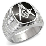 TK8X024 - High polished (no plating) Stainless Steel Ring with Top Grade Crystal in Clear - Alamode - Flyclothing LLC