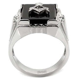 TK8X027 - High polished (no plating) Stainless Steel Ring with Semi-Precious Agate in Jet - Alamode - Flyclothing LLC