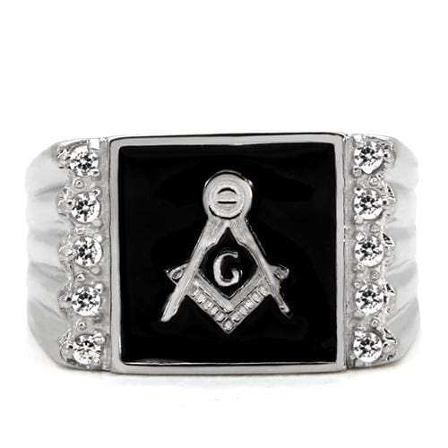 TK8X030 - High polished (no plating) Stainless Steel Ring with AAA Grade CZ in Clear - Alamode - Flyclothing LLC