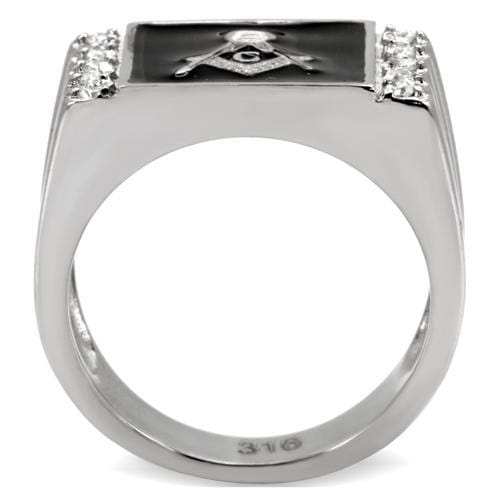 TK8X030 - High polished (no plating) Stainless Steel Ring with AAA Grade CZ in Clear - Alamode - Flyclothing LLC