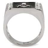 TK8X030 - High polished (no plating) Stainless Steel Ring with AAA Grade CZ in Clear - Alamode - Flyclothing LLC