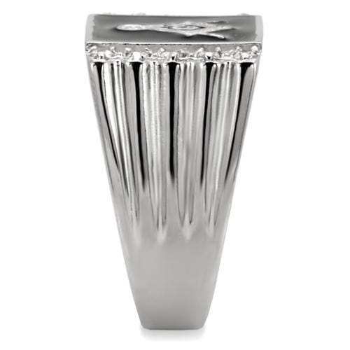 TK8X030 - High polished (no plating) Stainless Steel Ring with AAA Grade CZ in Clear - Alamode - Flyclothing LLC