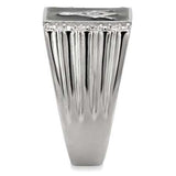 TK8X030 - High polished (no plating) Stainless Steel Ring with AAA Grade CZ in Clear - Alamode - Flyclothing LLC