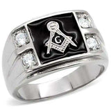 TK8X031 - High polished (no plating) Stainless Steel Ring with AAA Grade CZ in Clear - Alamode - Flyclothing LLC