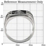 TK8X031 - High polished (no plating) Stainless Steel Ring with AAA Grade CZ in Clear - Alamode - Flyclothing LLC