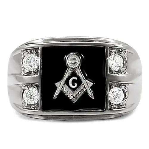 TK8X031 - High polished (no plating) Stainless Steel Ring with AAA Grade CZ in Clear - Alamode - Flyclothing LLC