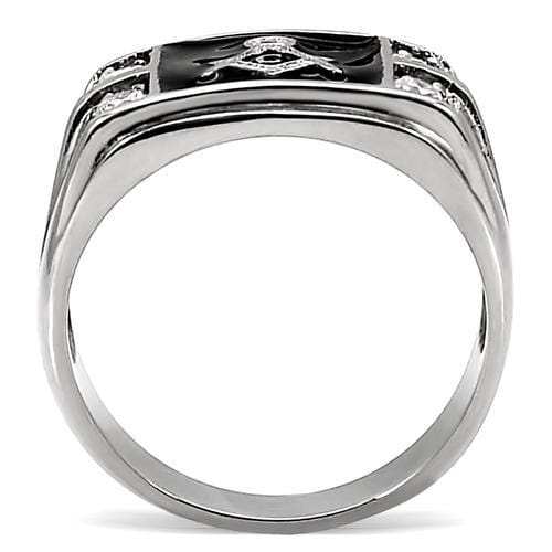 TK8X031 - High polished (no plating) Stainless Steel Ring with AAA Grade CZ in Clear - Alamode - Flyclothing LLC