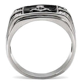 TK8X031 - High polished (no plating) Stainless Steel Ring with AAA Grade CZ in Clear - Alamode - Flyclothing LLC