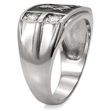 TK8X031 - High polished (no plating) Stainless Steel Ring with AAA Grade CZ in Clear - Alamode - Flyclothing LLC