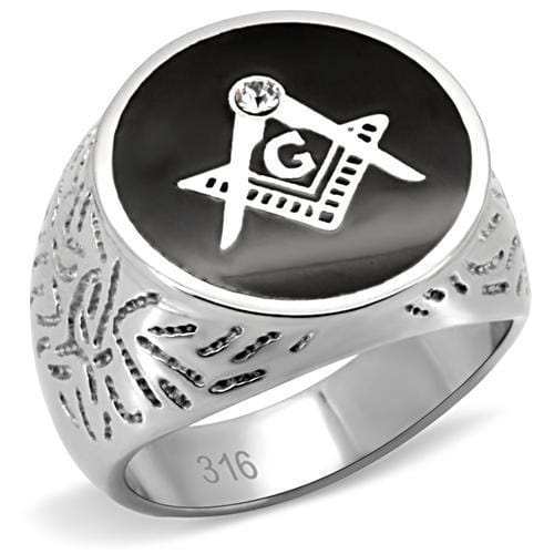 TK8X034 - High polished (no plating) Stainless Steel Ring with Top Grade Crystal in Clear - Alamode - Flyclothing LLC
