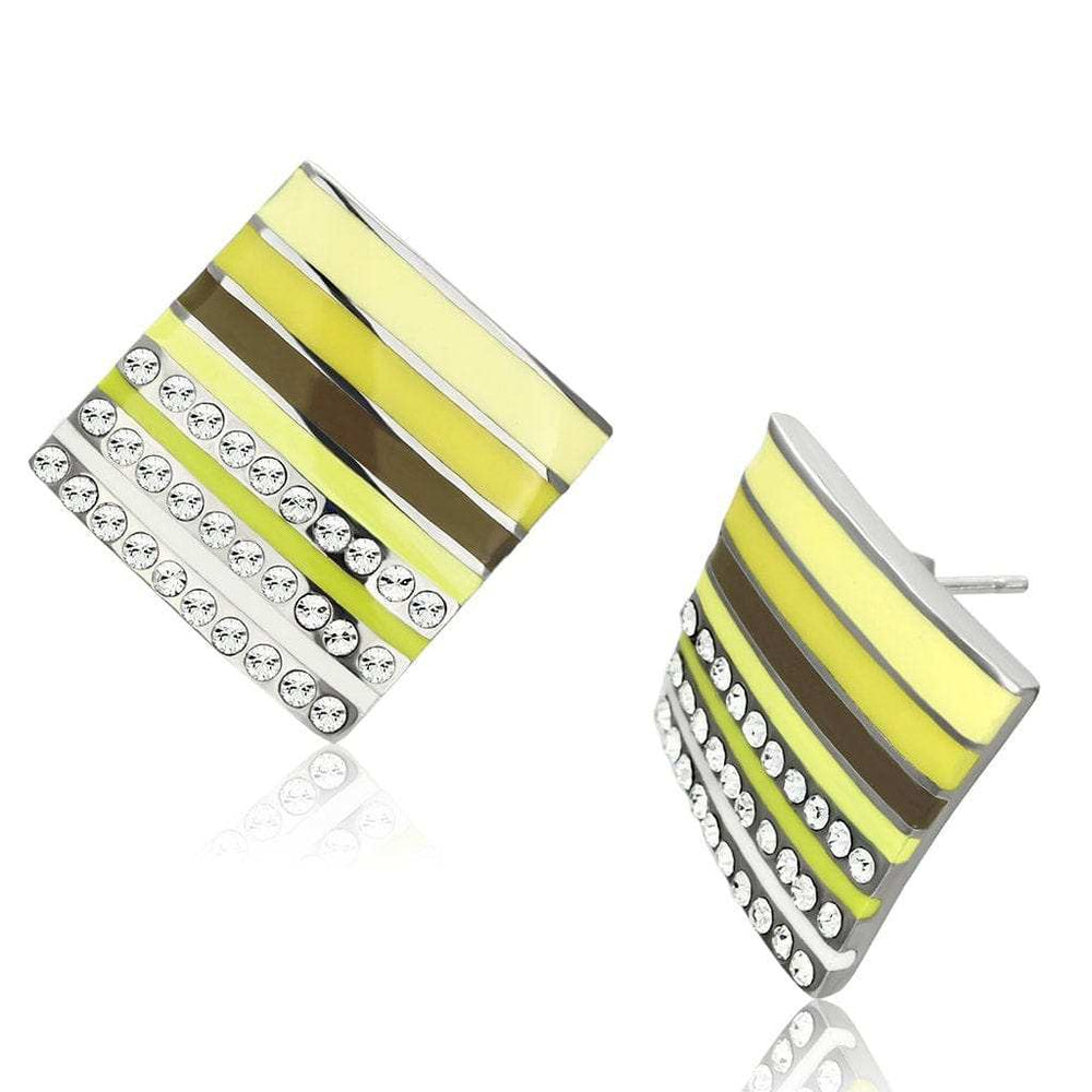 TK909 - High polished (no plating) Stainless Steel Earrings with Top Grade Crystal in Clear - Alamode - Flyclothing LLC