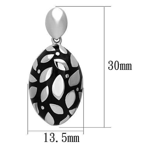 TK912 - High polished (no plating) Stainless Steel Earrings with Epoxy in Jet - Alamode - Flyclothing LLC