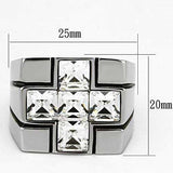 TK919 - High polished (no plating) Stainless Steel Ring with Top Grade Crystal in Clear - Alamode - Flyclothing LLC