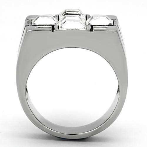 TK919 - High polished (no plating) Stainless Steel Ring with Top Grade Crystal in Clear - Alamode - Flyclothing LLC