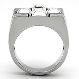 TK919 - High polished (no plating) Stainless Steel Ring with Top Grade Crystal in Clear - Alamode - Flyclothing LLC