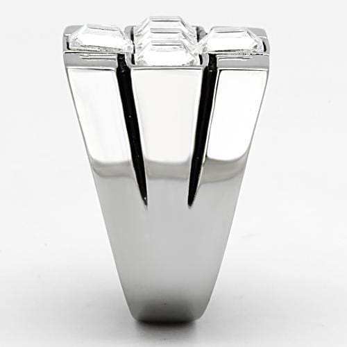 TK919 - High polished (no plating) Stainless Steel Ring with Top Grade Crystal in Clear - Alamode - Flyclothing LLC