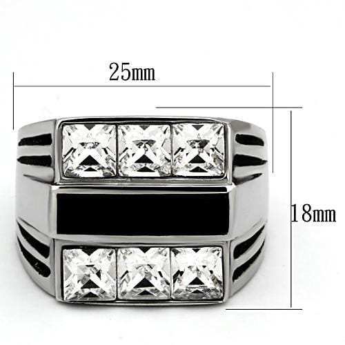 TK920 - High polished (no plating) Stainless Steel Ring with Top Grade Crystal in Clear - Alamode - Flyclothing LLC