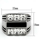 TK920 - High polished (no plating) Stainless Steel Ring with Top Grade Crystal in Clear - Alamode - Flyclothing LLC