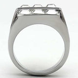 TK920 - High polished (no plating) Stainless Steel Ring with Top Grade Crystal in Clear - Alamode - Flyclothing LLC
