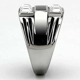 TK920 - High polished (no plating) Stainless Steel Ring with Top Grade Crystal in Clear - Alamode - Flyclothing LLC