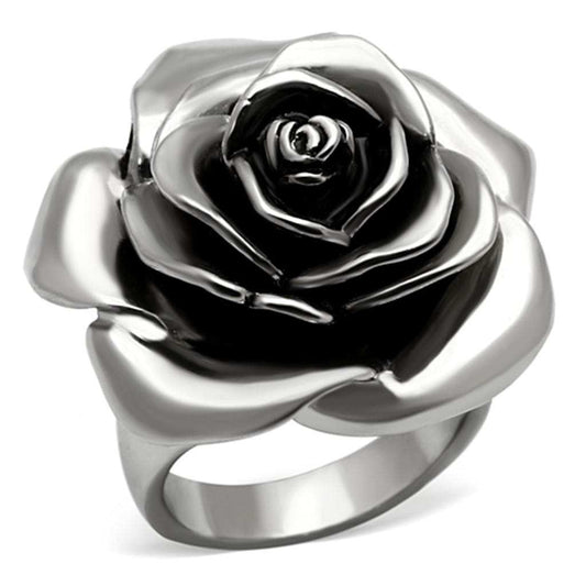 TK923 - High polished (no plating) Stainless Steel Ring with Epoxy in Jet - Alamode - Flyclothing LLC