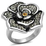 TK924 - High polished (no plating) Stainless Steel Ring with Top Grade Crystal in Topaz - Alamode - Flyclothing LLC
