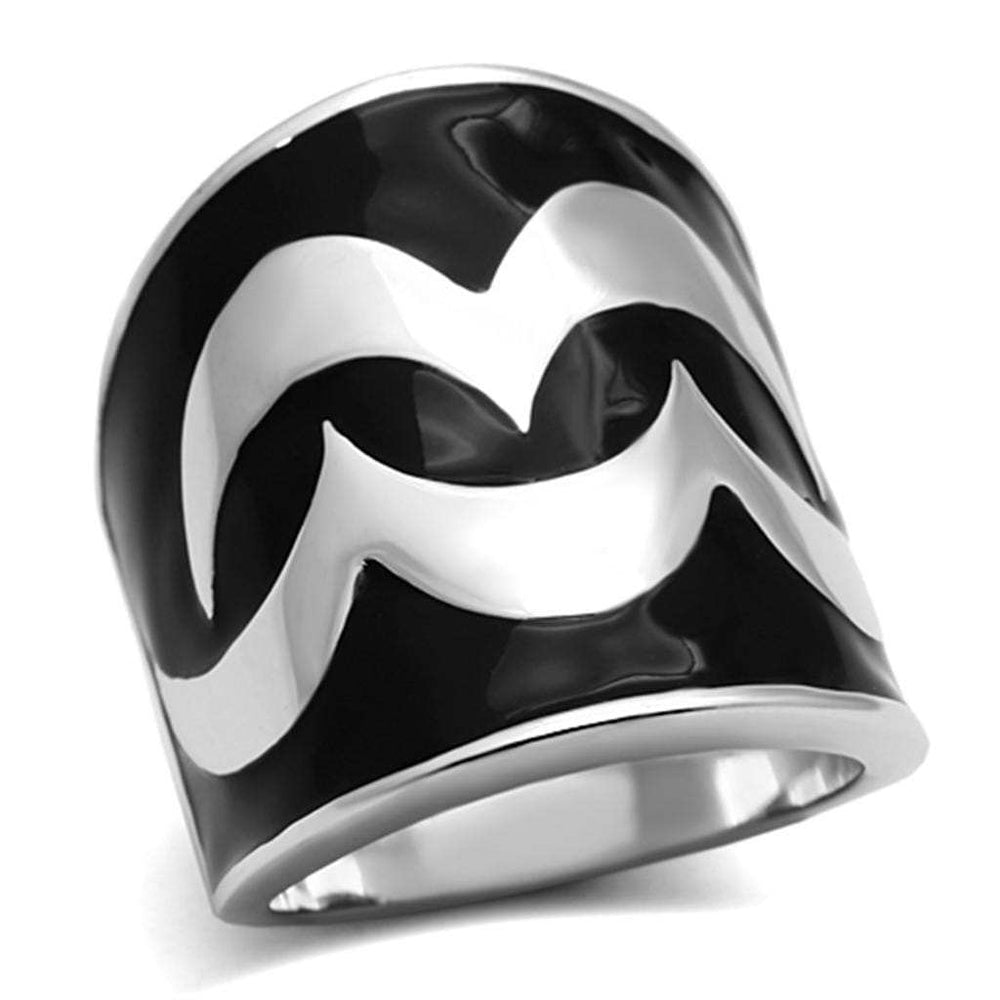 TK926 - High polished (no plating) Stainless Steel Ring with Epoxy in Jet - Alamode - Flyclothing LLC