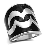 TK926 - High polished (no plating) Stainless Steel Ring with Epoxy in Jet - Alamode - Flyclothing LLC