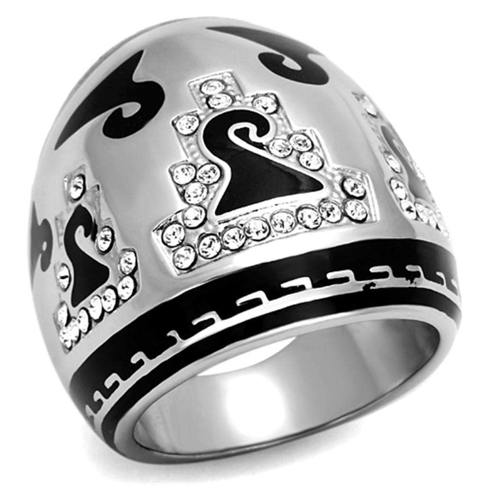 TK928 - High polished (no plating) Stainless Steel Ring with Top Grade Crystal in Clear - Alamode - Flyclothing LLC