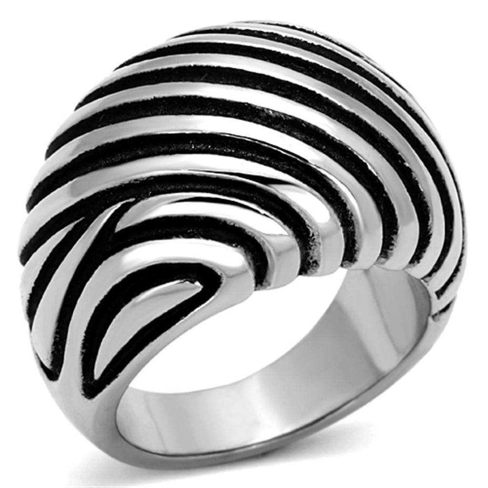 TK929 - High polished (no plating) Stainless Steel Ring with Epoxy in Jet - Alamode - Flyclothing LLC