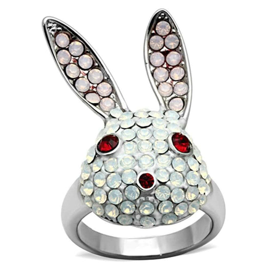 TK931 - High polished (no plating) Stainless Steel Ring with Top Grade Crystal in Multi Color - Alamode - Flyclothing LLC