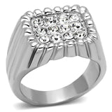 TK940 - High polished (no plating) Stainless Steel Ring with Top Grade Crystal in Clear - Alamode - Flyclothing LLC