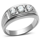 TK946 - High polished (no plating) Stainless Steel Ring with AAA Grade CZ in Clear - Alamode - Flyclothing LLC