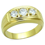 TK946G - IP Gold(Ion Plating) Stainless Steel Ring with AAA Grade CZ in Clear - Alamode - Flyclothing LLC