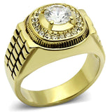 TK948G - IP Gold(Ion Plating) Stainless Steel Ring with AAA Grade CZ in Clear - Alamode - Flyclothing LLC